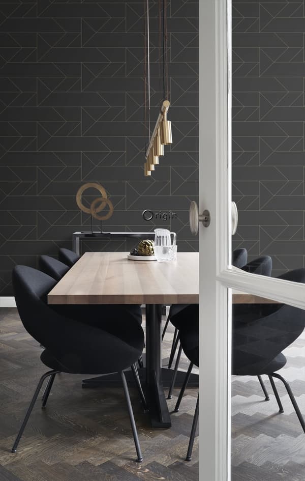 Origin Wallcoverings tapet grafiska linjer svart och guld 0,53 x 10,05 m