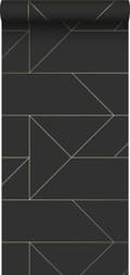 Miniatyrbild 1 av 8: Origin Wallcoverings tapet grafiska linjer svart och guld 0,53 x 10,05 m