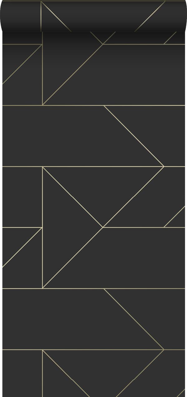 Origin Wallcoverings tapet grafiska linjer svart och guld 0,53 x 10,05 m