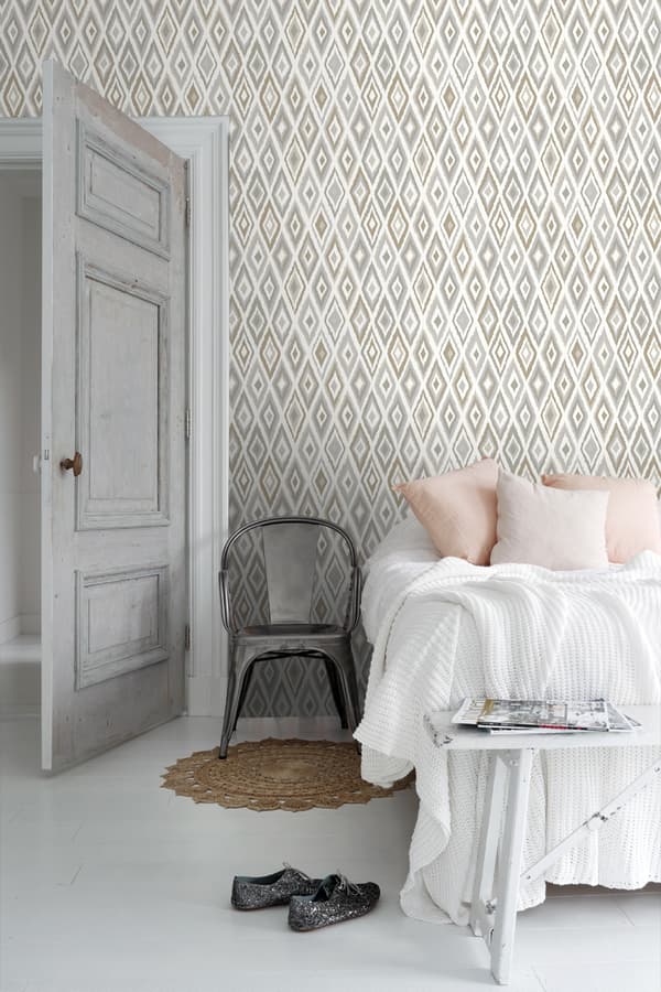 ESTAhome tapet Ikat gråt - 148630 - 53 cm x 10,05 m