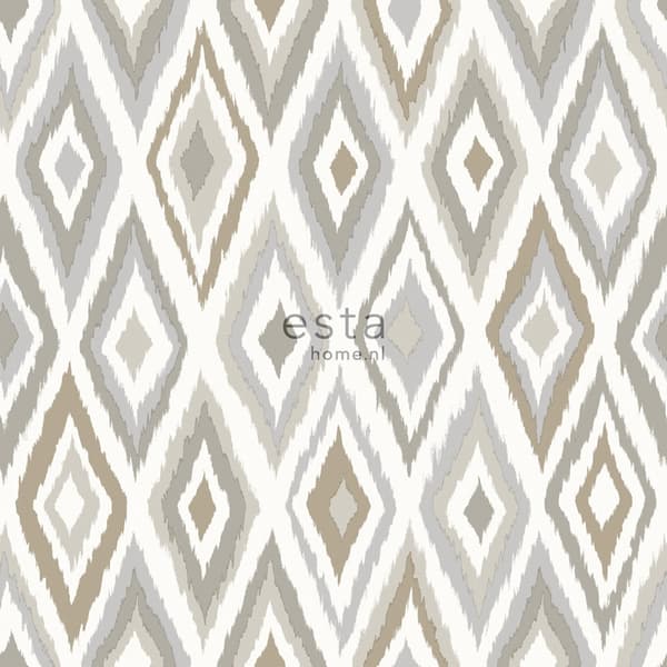 ESTAhome tapet Ikat gråt - 148630 - 53 cm x 10,05 m