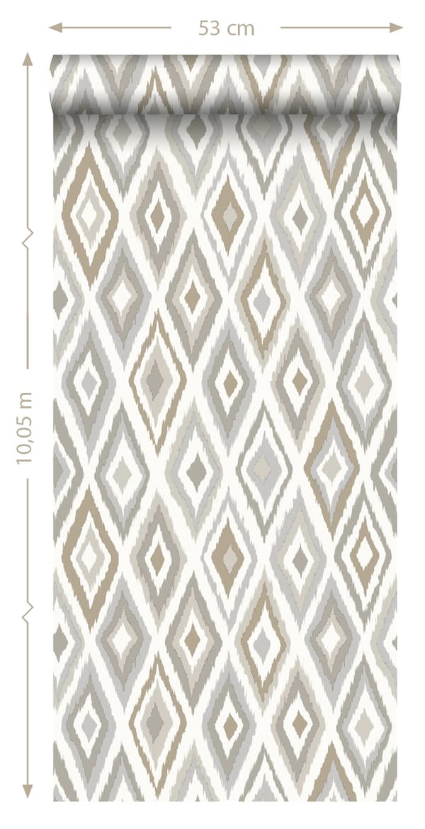 ESTAhome tapet Ikat gråt - 148630 - 53 cm x 10,05 m