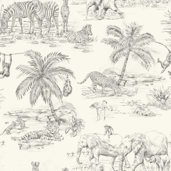 Origin Wallcoverings tapet djungel benvitt och grått - 347442 - 53 cm x 10,05 m