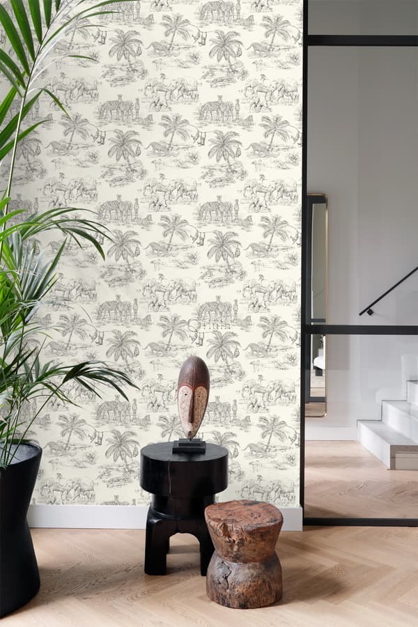 Origin Wallcoverings tapet djungel benvitt och grått - 347442 - 53 cm x 10,05 m