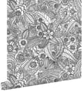 Miniatyrbillede 1 af 8: ESTAhome tapet blomstertegning sort og hvidt 53 cm x 10,05 m
