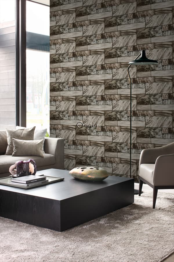 Origin Wallcoverings tapet væg af marmorfliser i forskellige størrelser brunt 53 cm x 10,05 m