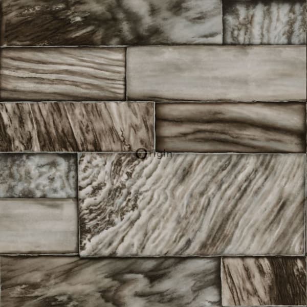 Origin Wallcoverings tapet væg af marmorfliser i forskellige størrelser brunt 53 cm x 10,05 m