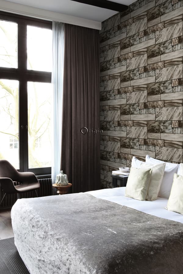 Origin Wallcoverings tapet væg af marmorfliser i forskellige størrelser brunt 53 cm x 10,05 m