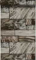 Miniatyrbillede 1 af 8: Origin Wallcoverings tapet væg af marmorfliser i forskellige størrelser brunt 53 cm x 10,05 m