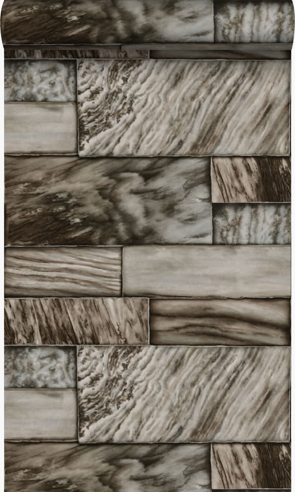 Origin Wallcoverings tapet væg af marmorfliser i forskellige størrelser brunt 53 cm x 10,05 m