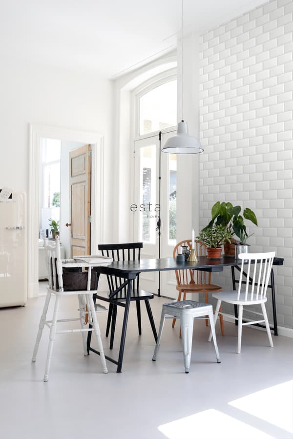 ESTAhome tapet flisemotiv hvidt 0,53 x 10,05 m