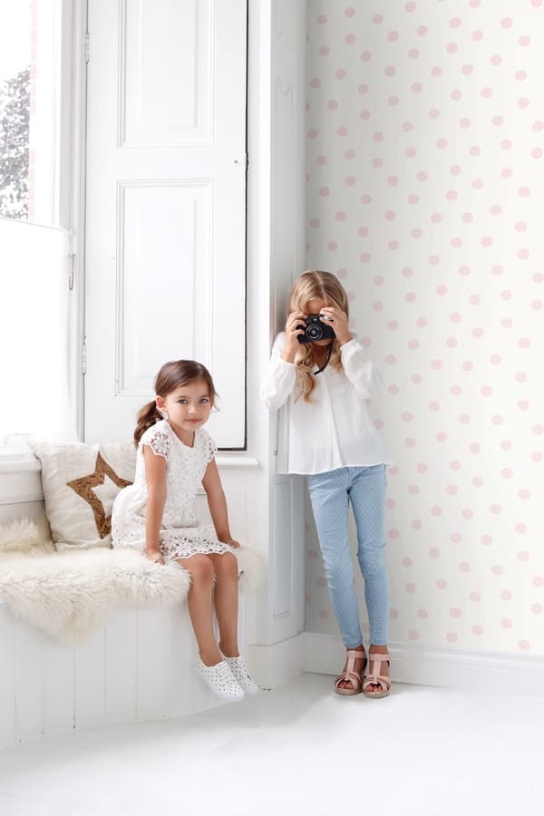 Origin Wallcoverings tapet prickar glänsande vitt och rosa 0,53 x 10,05 m