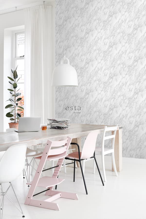 ESTAhome tapet marmor hvidt og gråt 0,53 x 10,05 m