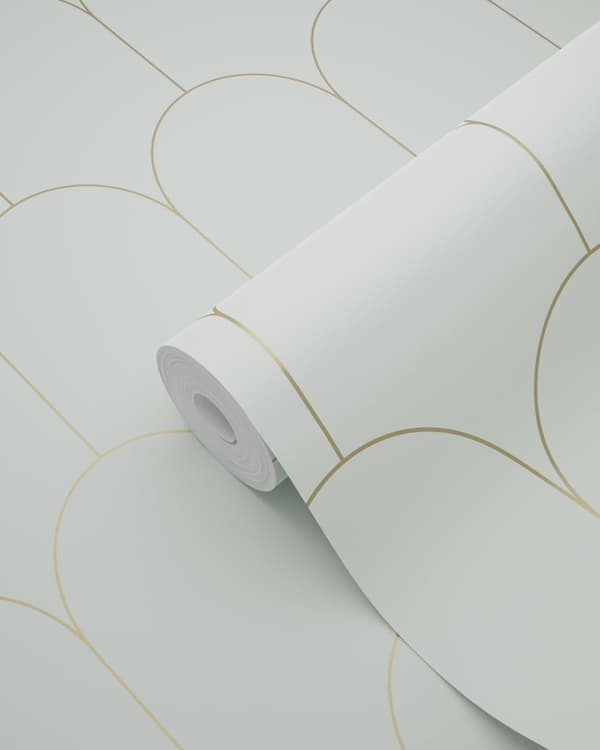 ESTAhome tapet art deco mintgrønt og guld 0,53 x 10,05 m