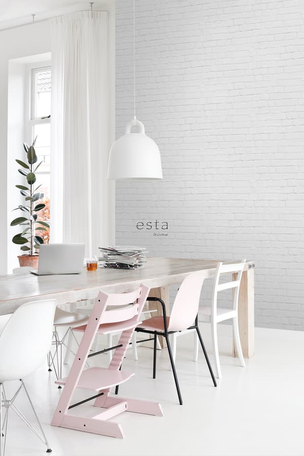 ESTAhome tapet tegelvägg ljusgrått 0,53 x 10,05 m