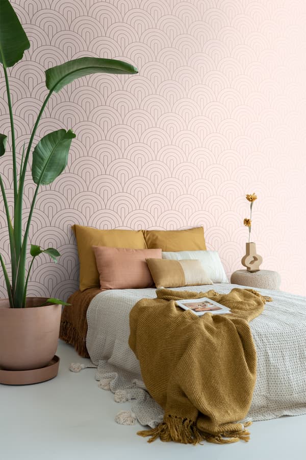 ESTAhome tapet art deco skinnende lyserødt og rose guld 0,53 x 10,05 m