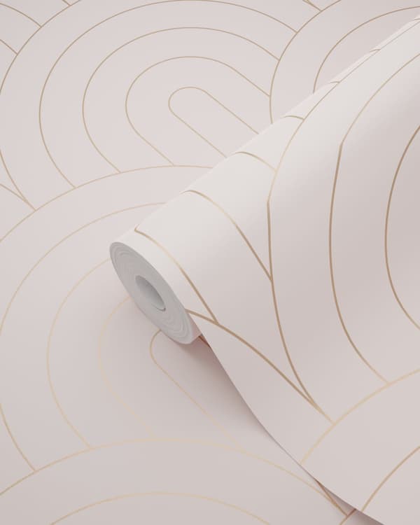 ESTAhome tapet art deco skinnende lyserødt og rose guld 0,53 x 10,05 m