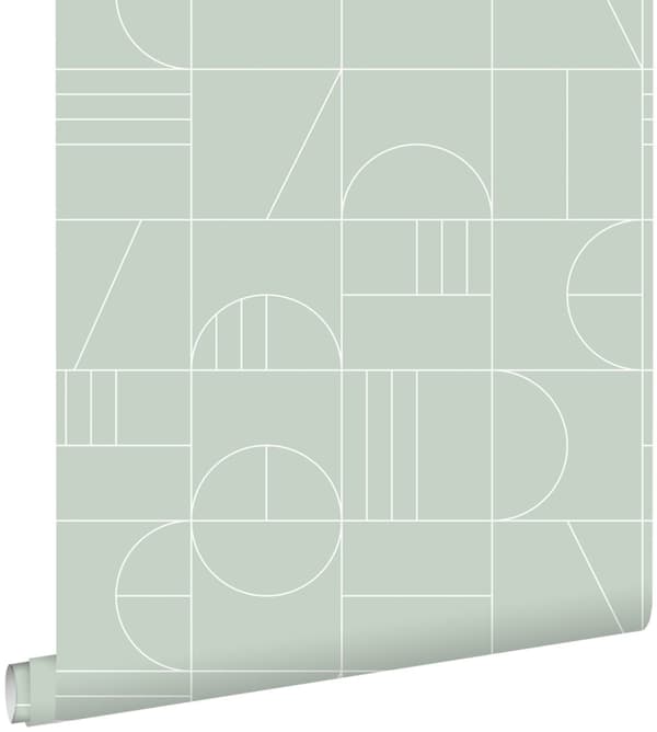 ESTAhome tapet art deco mintgrönt och vitt 0,53 x 10,05 m