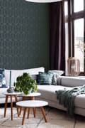 Miniatyrbillede 3 af 8: ESTAhome tapet art deco mørkeblåt og guld 0,53 x 10,05 m