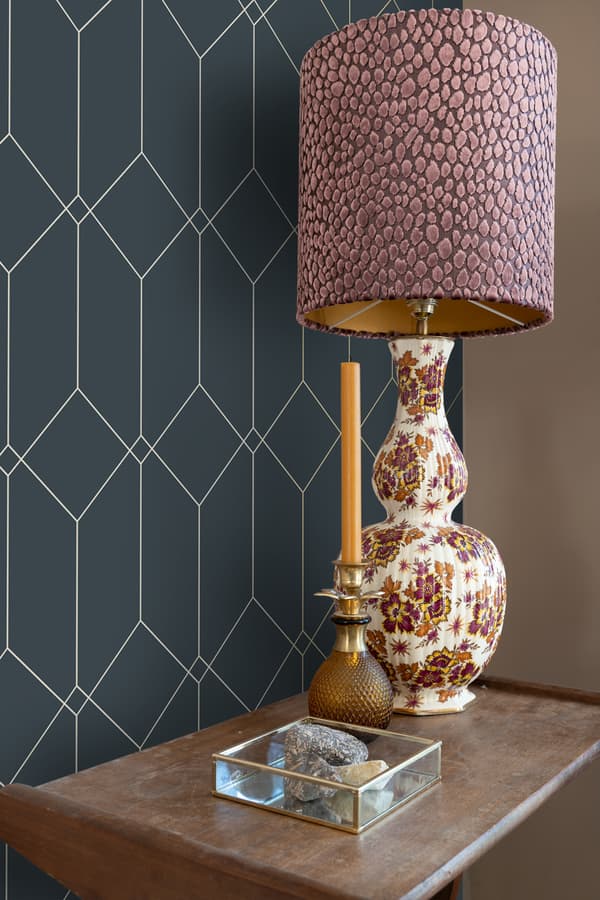 ESTAhome tapet art deco mørkeblåt og guld 0,53 x 10,05 m