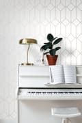 Miniatyrbild 3 av 7: ESTAhome tapet art deco vitt och guld 0,53 x 10,05 m