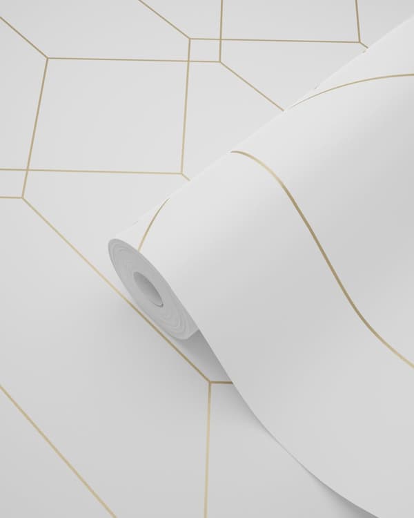 ESTAhome tapet art deco vitt och guld 0,53 x 10,05 m