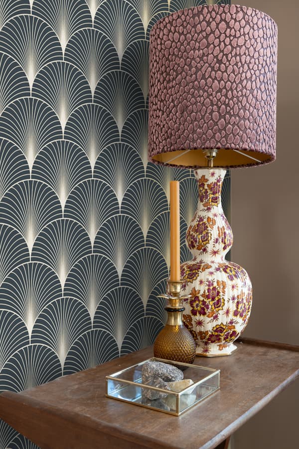 ESTAhome tapet art deco mörkblått och guld 0,53 x 10,05 m
