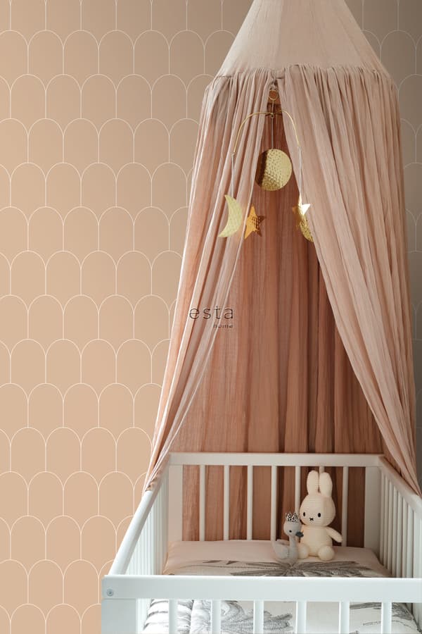 ESTAhome tapet art deco lys terracotta rød 0,53 x 10,05 m