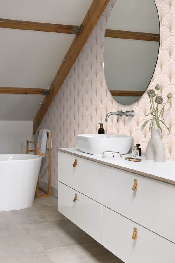 ESTAhome tapet art deco milt rosa och rosa guld 0,53 x 10,05 m