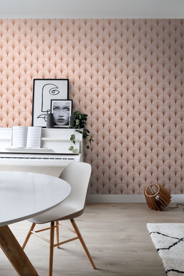 ESTAhome tapet art deco milt rosa och rosa guld 0,53 x 10,05 m