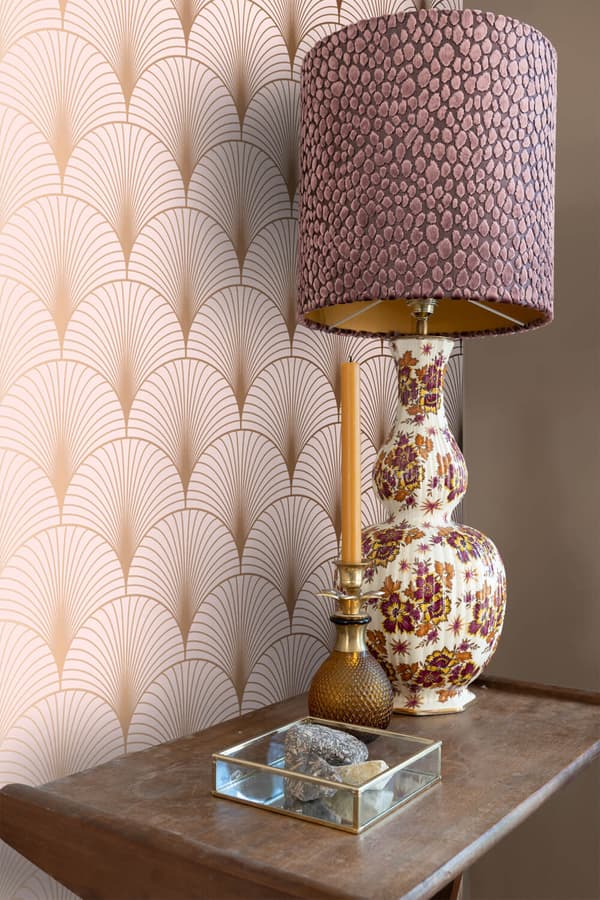 ESTAhome tapet art deco milt rosa och rosa guld 0,53 x 10,05 m