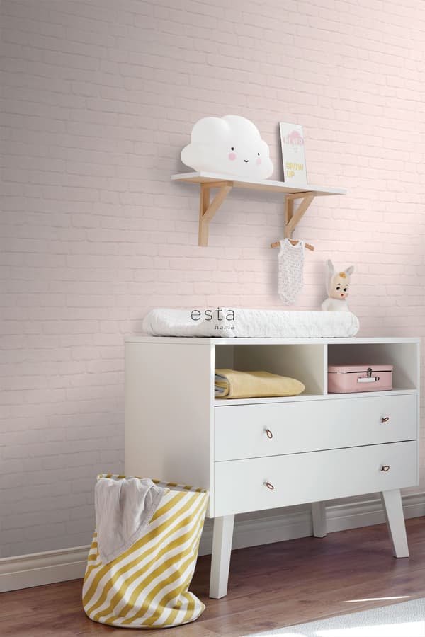 ESTAhome tapet tegelvägg milt rosa - 139191 - 0,53 x 10,05 m