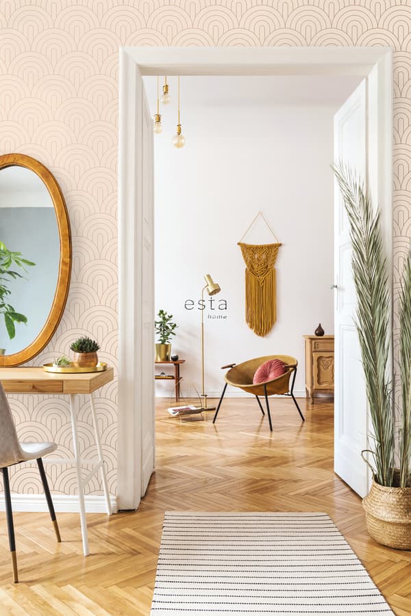 ESTAhome tapet art deco lyst ferskenfarvet og rose guld 0,53 x 10,05 m