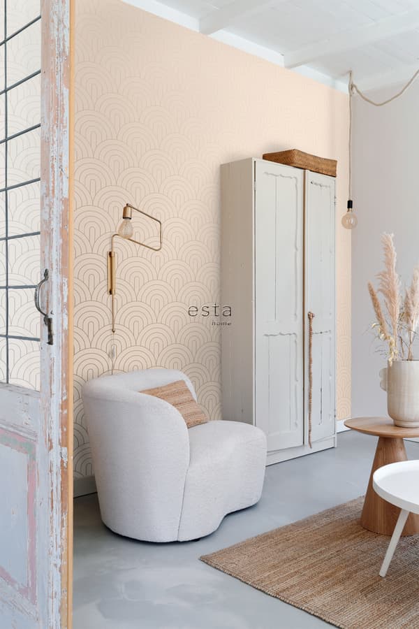ESTAhome tapet art deco lyst ferskenfarvet og rose guld 0,53 x 10,05 m