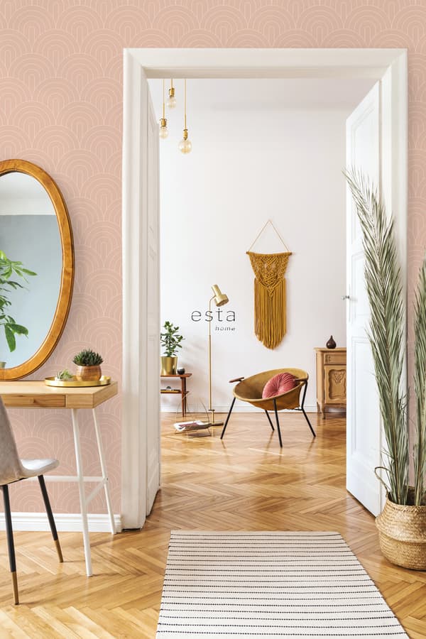 ESTAhome tapet art deco persikofärgat 0,53 x 10,05 m