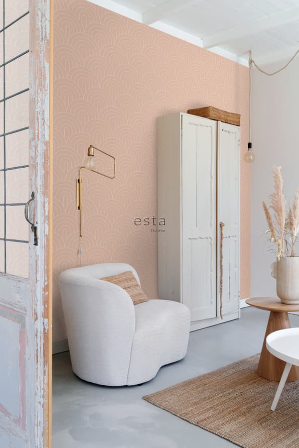 ESTAhome tapet art deco persikofärgat 0,53 x 10,05 m
