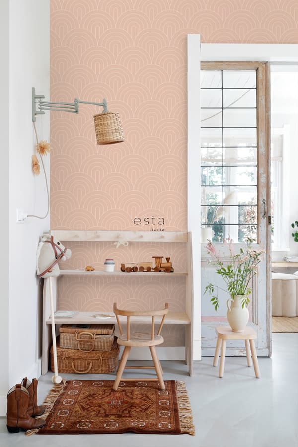 ESTAhome tapet art deco persikofärgat 0,53 x 10,05 m