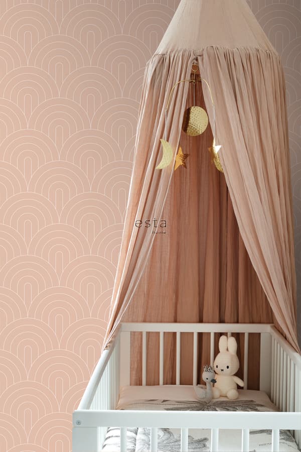 ESTAhome tapet art deco persikofärgat 0,53 x 10,05 m