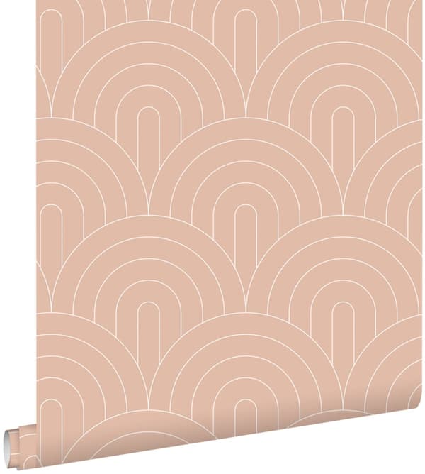 ESTAhome tapet art deco persikofärgat 0,53 x 10,05 m