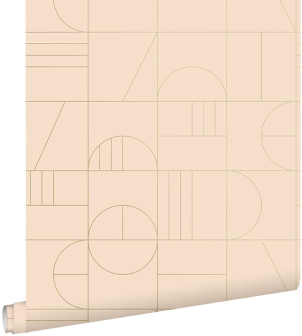 ESTAhome tapet art deco ljust persikofärgat och guld 0,53 x 10,05 m