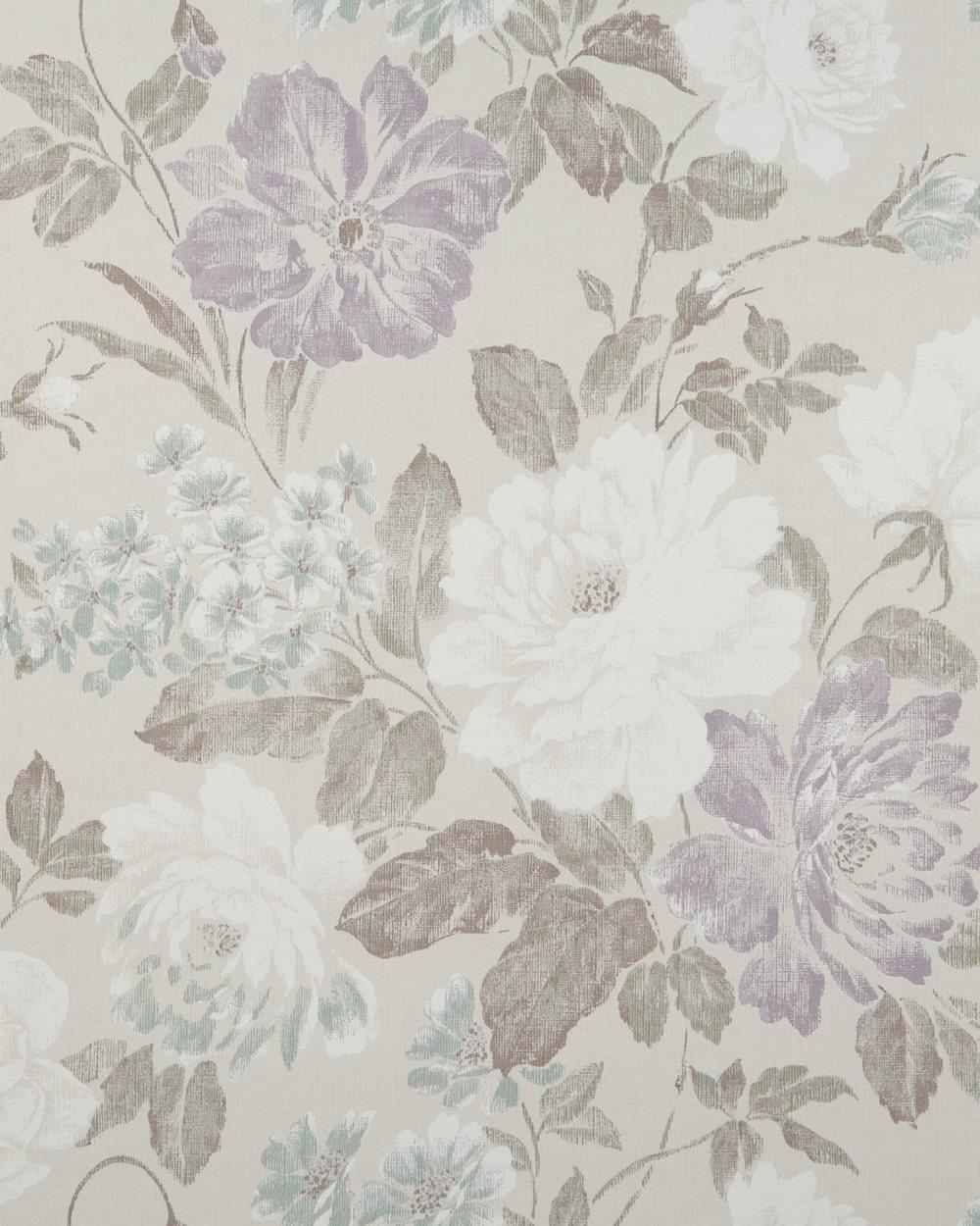 Non woven-tapet romantisk Profhome BV919083-DI texturerad matt färg grå antracit lila mint 5,33 m2