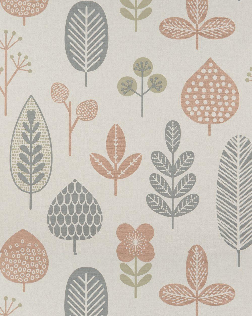 Non woven-tapet blomster Profhome BV919085-DI texturerad matt färg grädde koppar grå oliv grön 5,33 m2