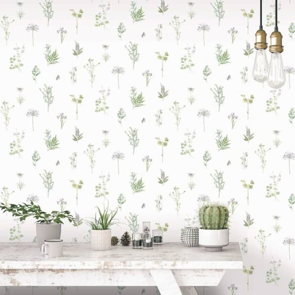 Noordwand Evergreen Veggtapet Herbs And Flowers hvit