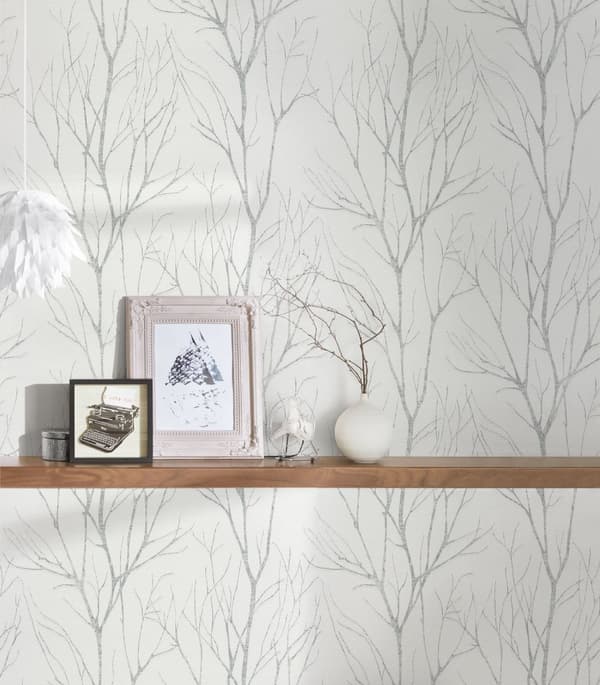 Non woven-tapet blomster Profhome 372602-GU lätt texturerad matt färg vit grå 5,33 m2