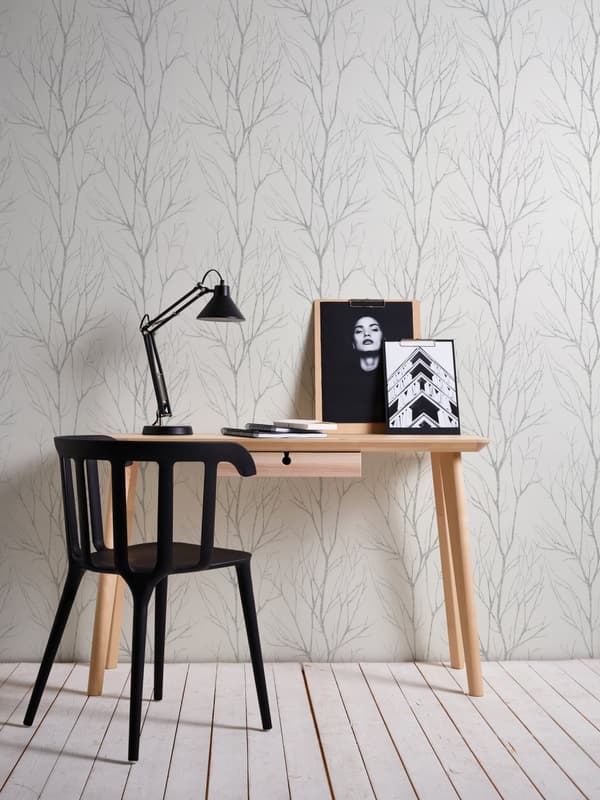 Non woven-tapet blomster Profhome 372602-GU lätt texturerad matt färg vit grå 5,33 m2