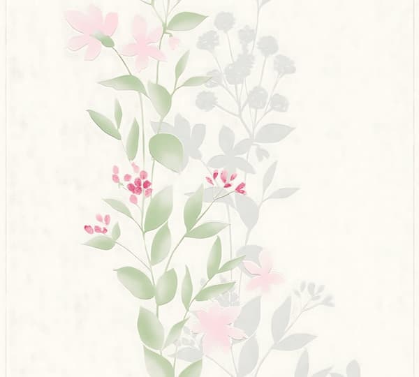Non woven-tapet blomster Profhome 372661-GU lätt texturerad matt färg grön rosa grå 5,33 m2