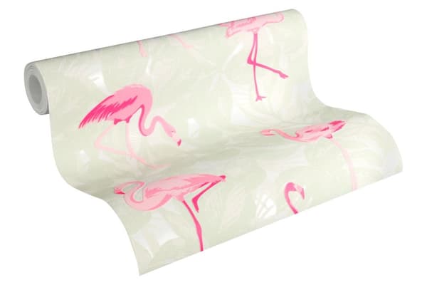 Non woven-tapet barn tapet Profhome 359801-GU lätt texturerad matt färg rosa grädde vit 5,33 m2