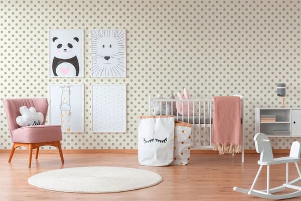 Non woven-tapet geometrisk Profhome 369341-GU lätt texturerad matt färg beige rosa vit 5,33 m2