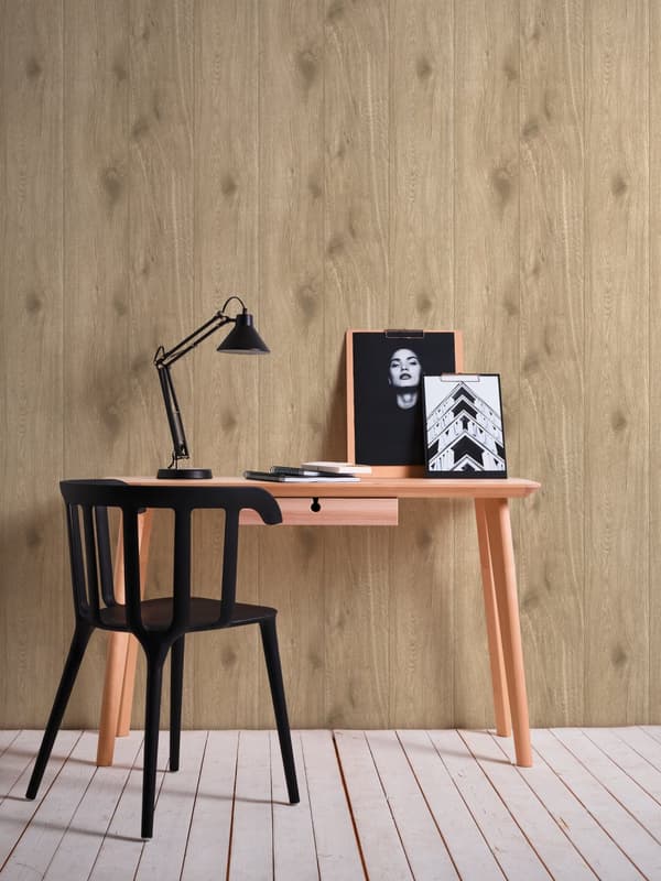 Non woven-tapet trä utseende Profhome 300434-GU slät matt färg brun beige 5,33 m2