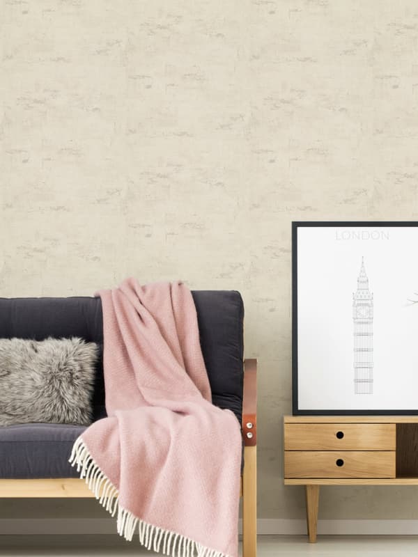 Non woven-tapet sten utseende Profhome 306682-GU lätt texturerad matt färg grädde grå 5,33 m2